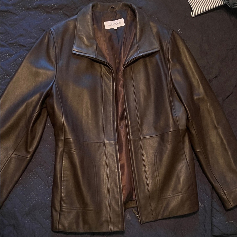 Calvin Klein Dark Brown Leather Jacket